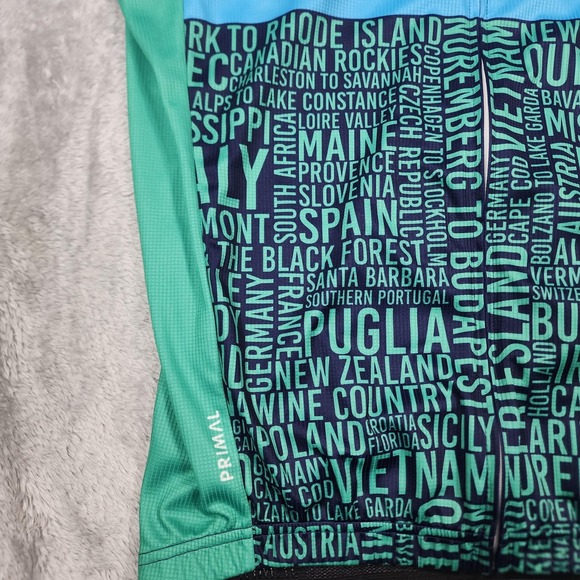 Primal Shirt VBT Biking Vacations Mens Medium Blue Green Xanterra Cycling Jersey - Picture 4 of 14